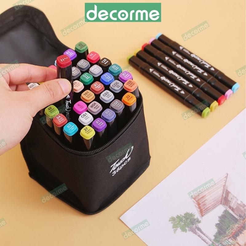 Bút dạ Marker Touch Decorme bút màu marker màu vẽ kèm túi vải họa cụ vẽ tranh cao cấp 24 / 36 / 48 / 60 / 80 màu