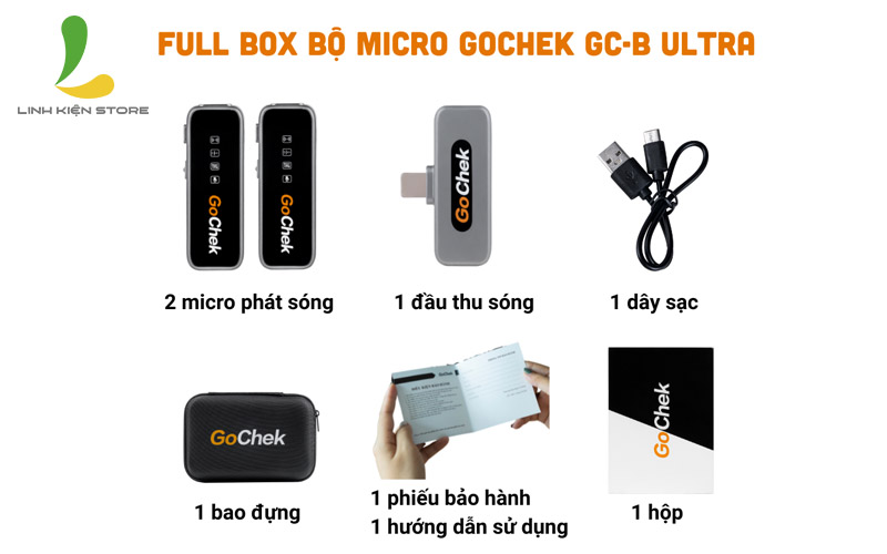 Micro thu âm không dây GoChek B01 Ultra - Thiết bị ghi âm có công nghệ Smart CSC lọc âm hỗ trợ chân cắm Type-C - Hàng nhập khẩu