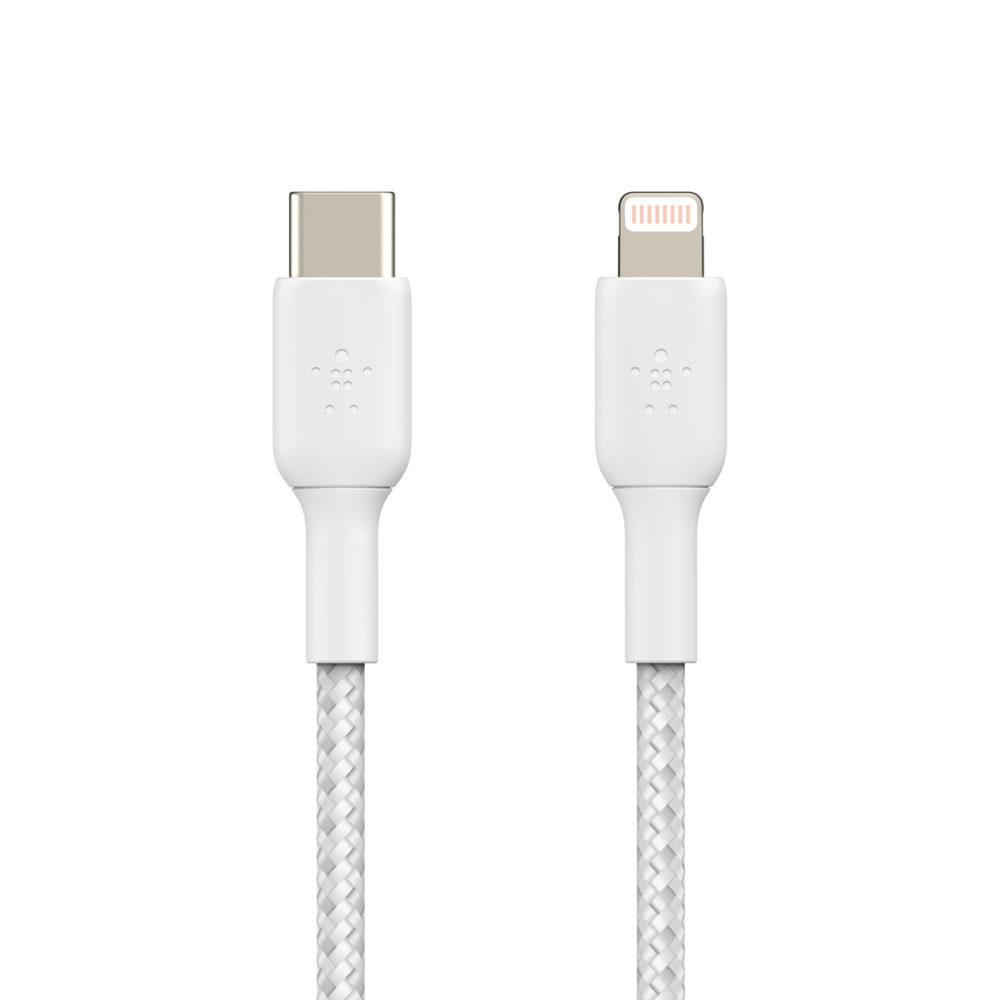 Cáp USB-C to Lightning BOOST↑CHARGE Belkin vỏ dù, chứng chỉ MFi, sạc nhanh 30W, 1m & 2m - Hàng Chính Hãng CAA004bt