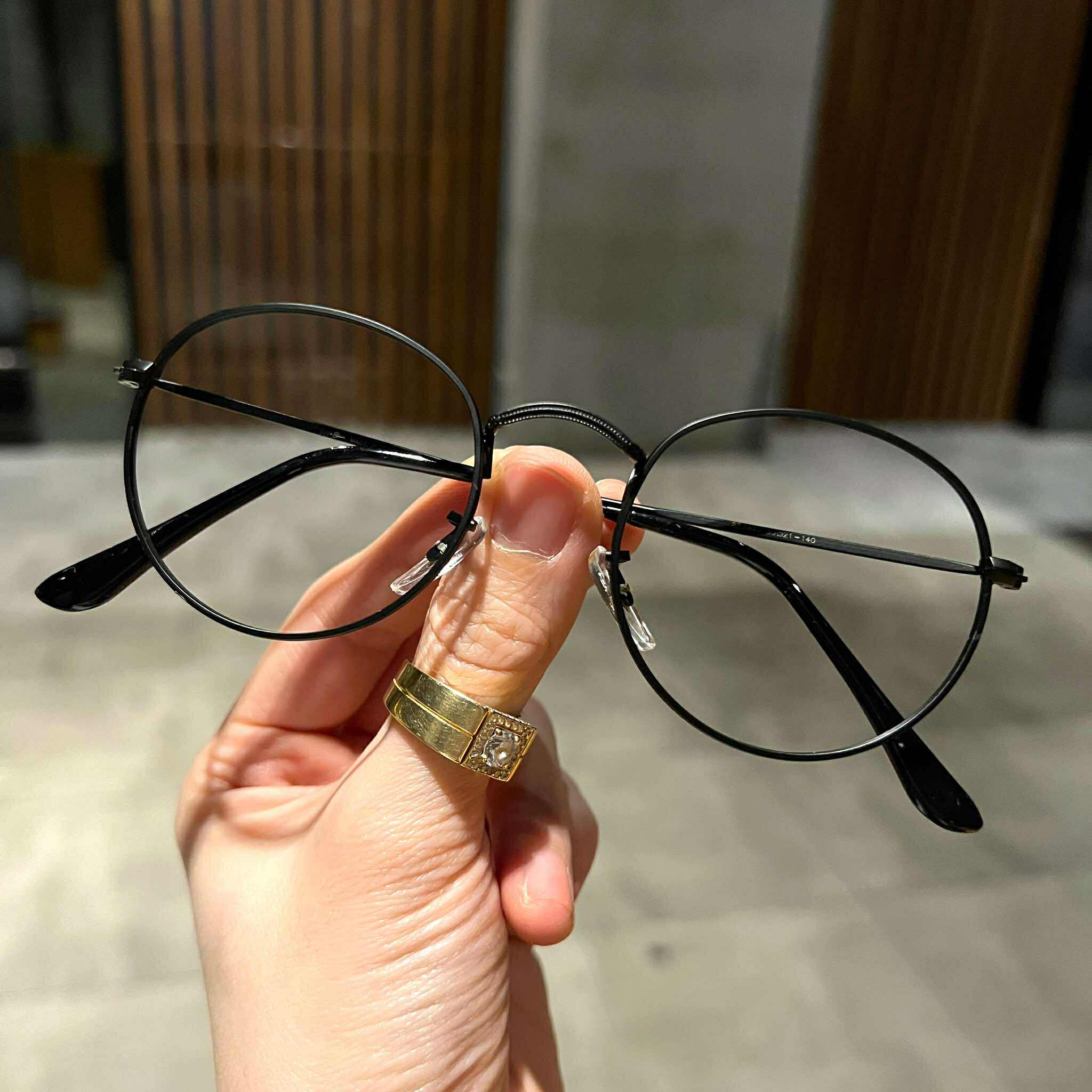 (Hàng cao cấp) Kính thời trang Mắt tròn nhỏ kim loại màu đen