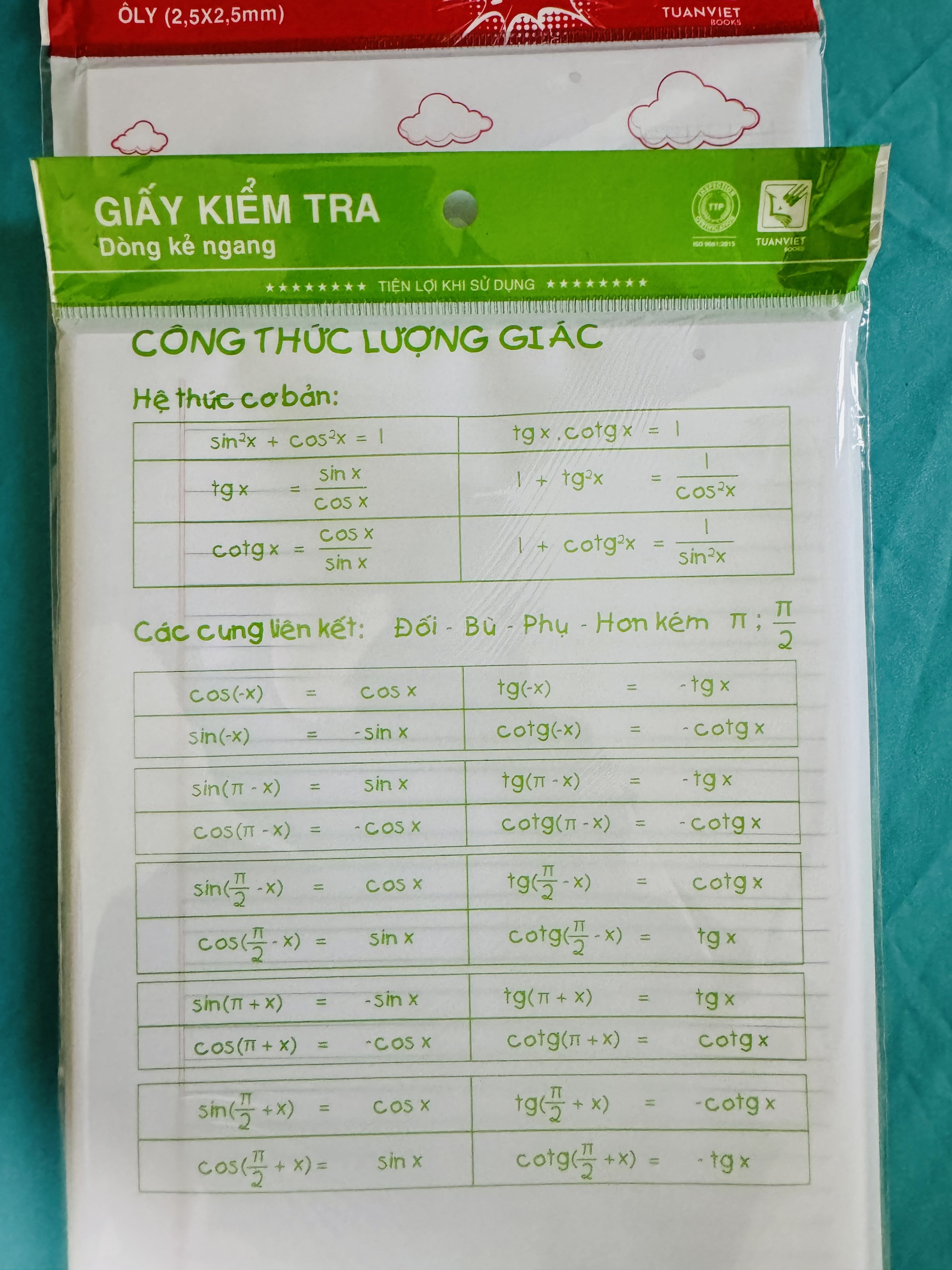 Tuanviet Books Giấy kiểm tra Kẻ ngang dành cho học sinh (Cấp 1,2,3)