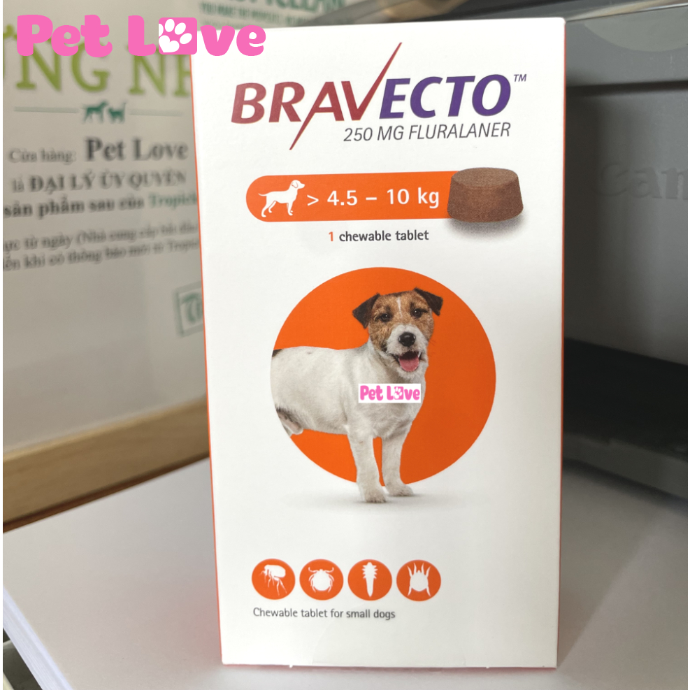 Thuốc Hỗ Trợ Điều Trị Rận Tai Ve Ghẻ Bọ Chét Chấy Chó MSD Bravecto410 (4 - 10 kg)