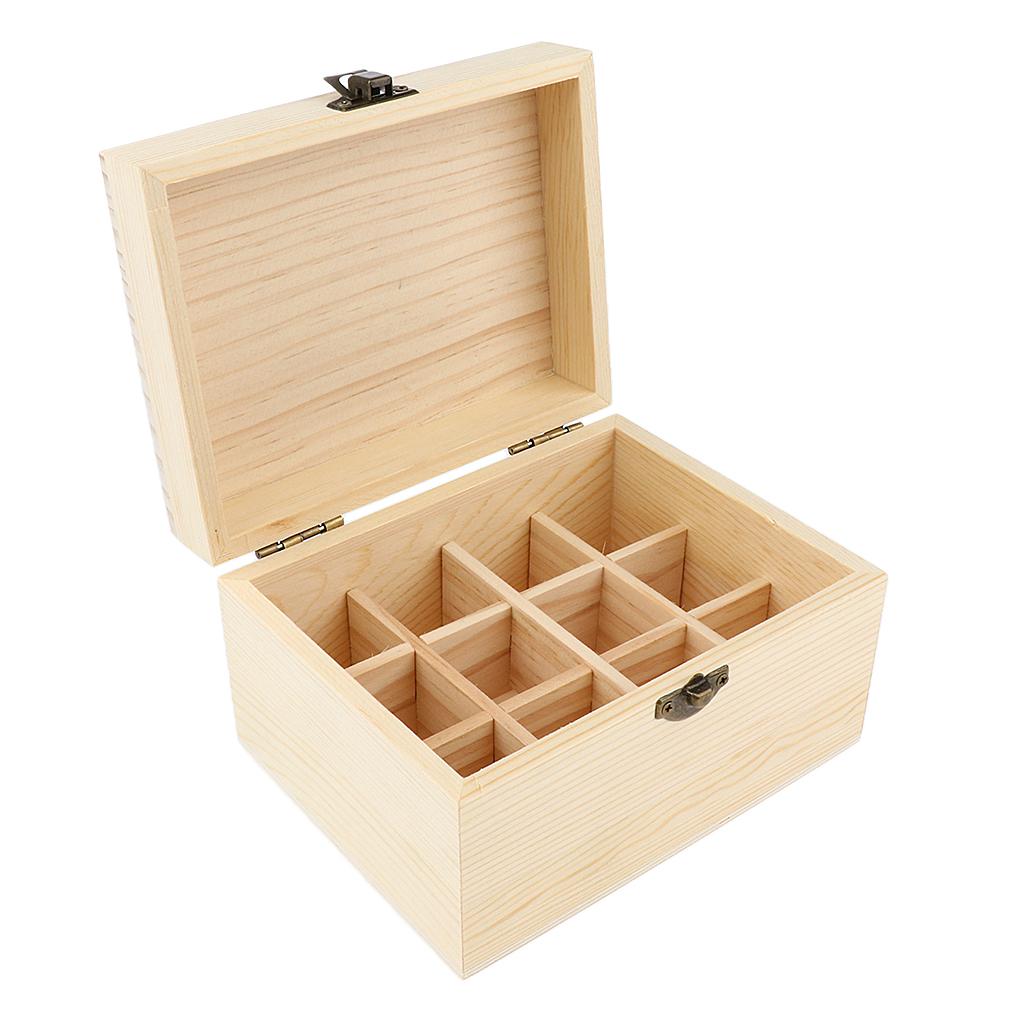 NATURAL WOOD Essential Oil Storage Box Display Case FOR 12PCS 20ML BOTTLES