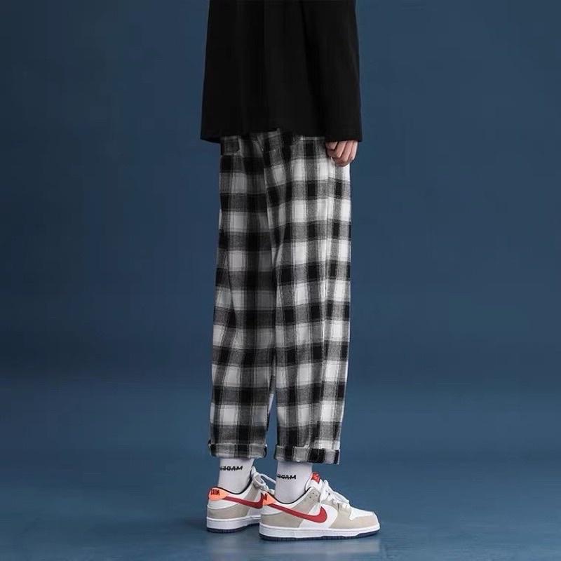 Quần Baggy Nam Nữ Kẻ Caro PLAID Ống Suông Unisex - Kiểu quần ống rộng suông vải Plaid kẻ caro Khanh Store 24