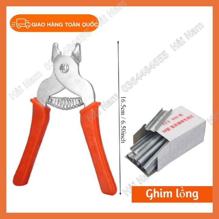 Kìm lắp lồng chim và 1 hộp ghim - Kìm đơn lắp lồng gà