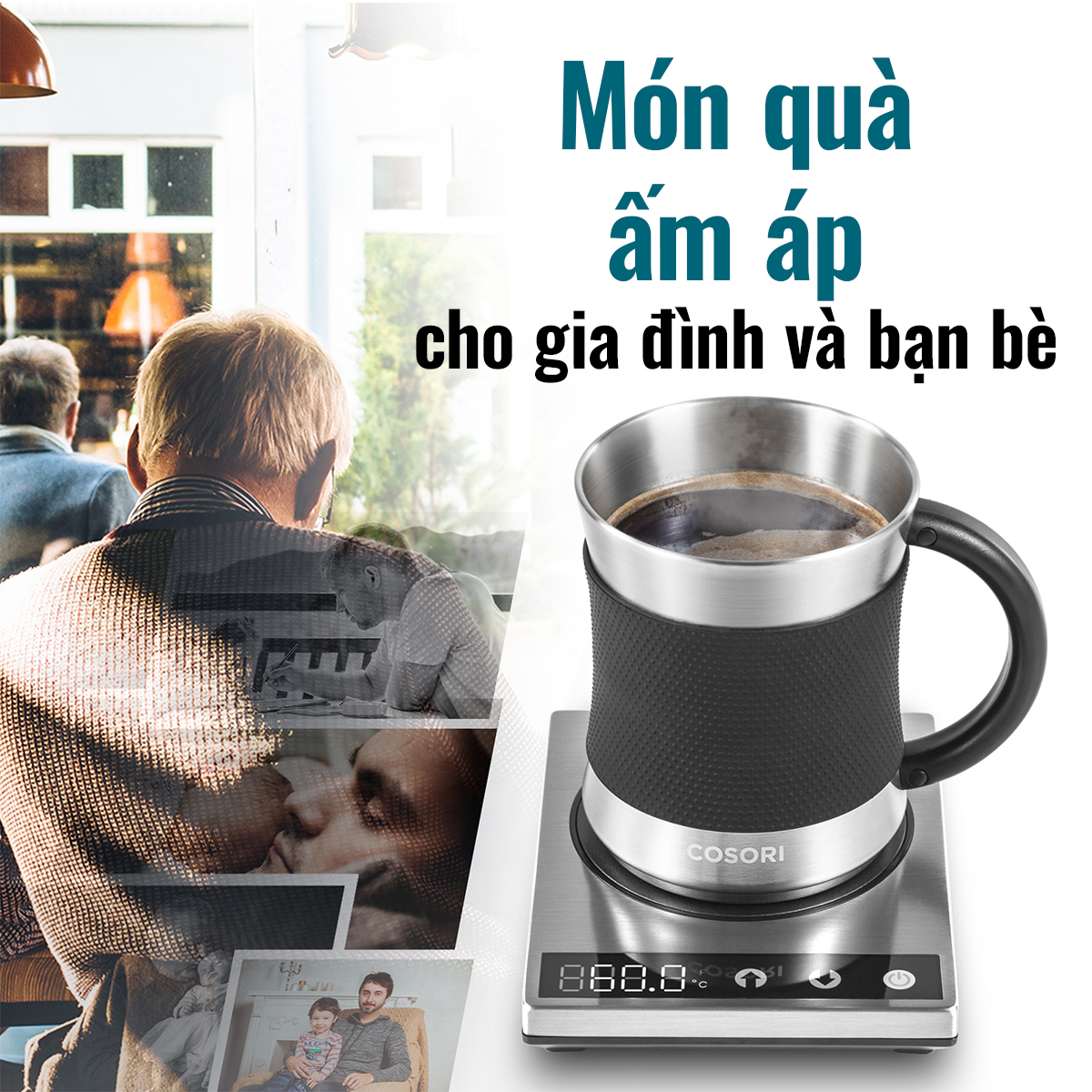 Bộ Cốc Hâm Nóng Giữ Ấm Cà Phê 500ml COSORI CO162 - Hàng Chính Hãng