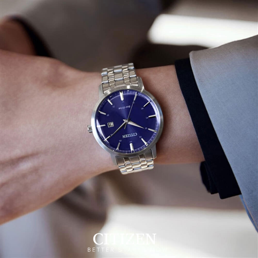 Đồng Hồ Nam Citizen Eco-Drive BM7461-85L - Dây Kim Loại - Kính Khoáng - Mặt Xanh