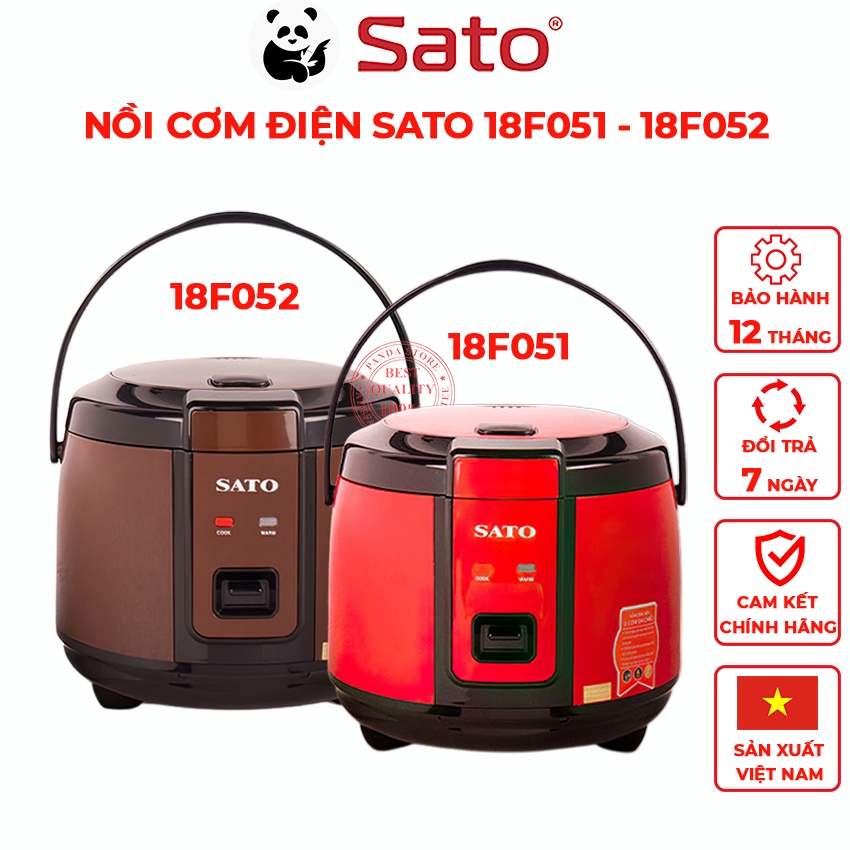 Nồi cơm điện Việt Nhật SATO 18F051/18F052 cao cấp quai sách dung tích 1.8L - Hàng chính hãng SATO