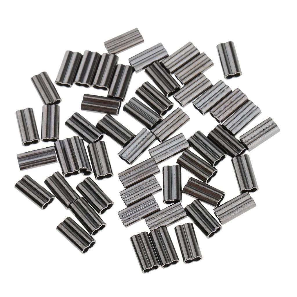 200Pcs Double Barrel Copper Crimp Sleeves Fishing Crimps 0.8/ 1.0/1.5/2.0mm
