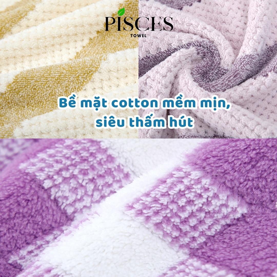 Khăn Tắm PISCES TOWEL 70x140cm Họa Tiết Tổ Ong Cotton Mềm Mại, Khăn Spa Yoga Gym Thể Thao Thấm Hút Mồ Hôi - Xanh dương, Xanh dương