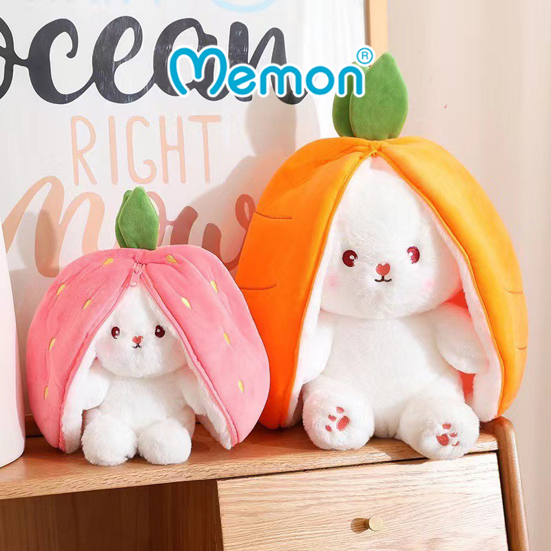 Thỏ Nhồi Bông 2 in 1 Tai Dài Dễ Thương 20cm -30cm -  40cm Cao Cấp Memon, Gấu Bông Thỏ Cosplay