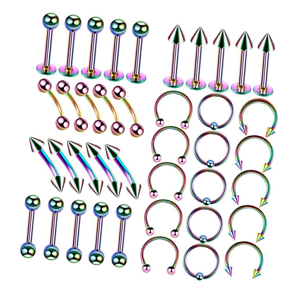 40 Pieces Jewelry 16G Belly Nose Lip Eyebrow