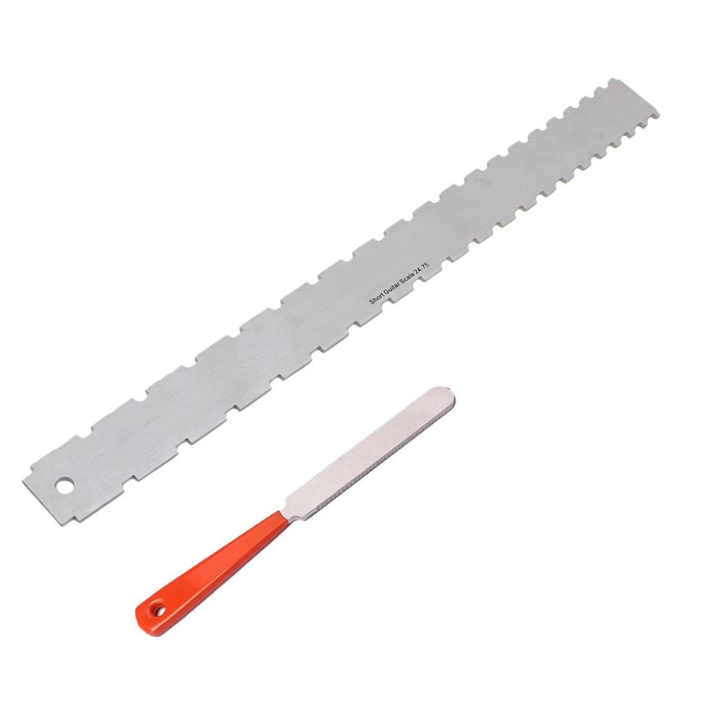 Guitar String Action Ruler + Fret File for Guitar Bass Mandolin Banjo Luthier