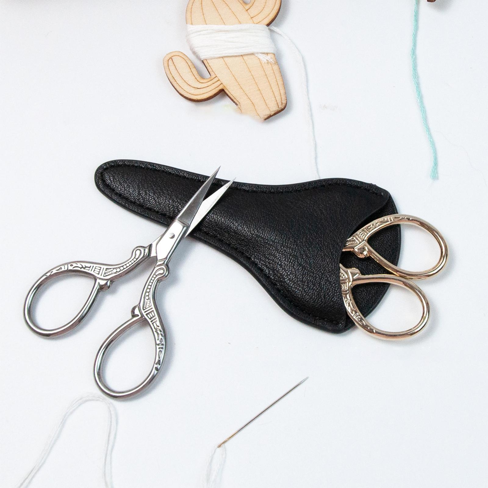 Embroidery Scissors with PU Leather Cover for Quilting Crafts Needlework