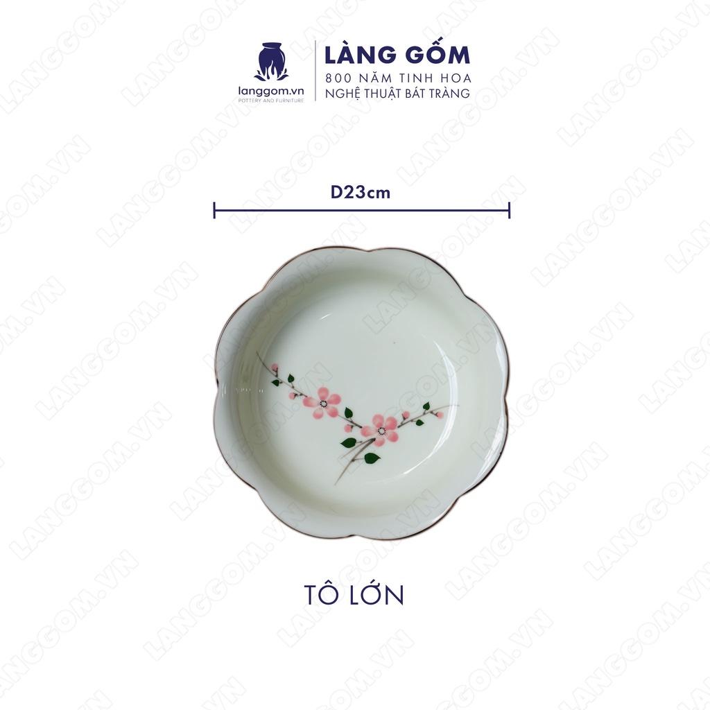 Bộ bàn ăn mặt trời Men kem hoa đào - Size: 55 cm - Gốm sứ Bát Tràng - langgom.vn