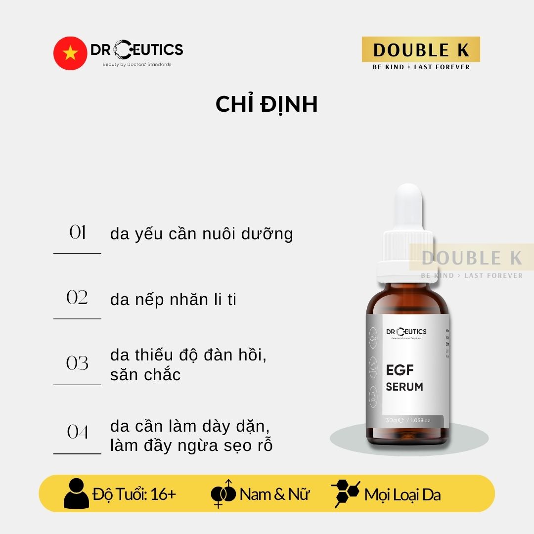 DrCeutics EGF Serum - Tinh Chất Giúp Da Dày Dặn, Khỏe Mạnh, Ẩm Mượt - Double K