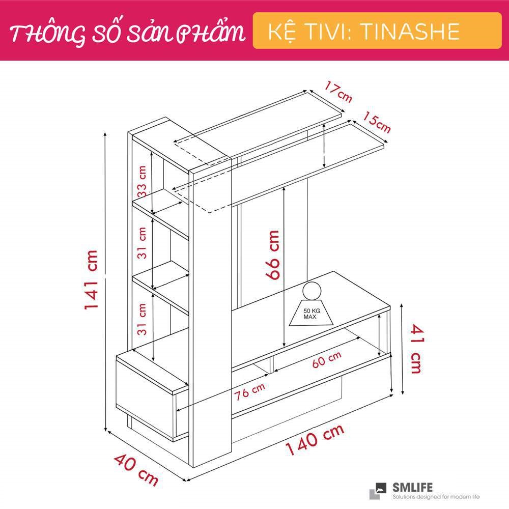 Kệ Tivi gỗ hiện đại SMLIFE Tinashe