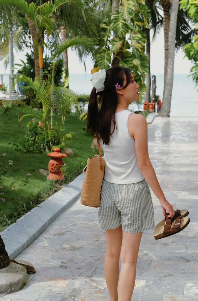 Set áo ba lỗ quần ca ro ngắn | đồ ngủ thoáng mát