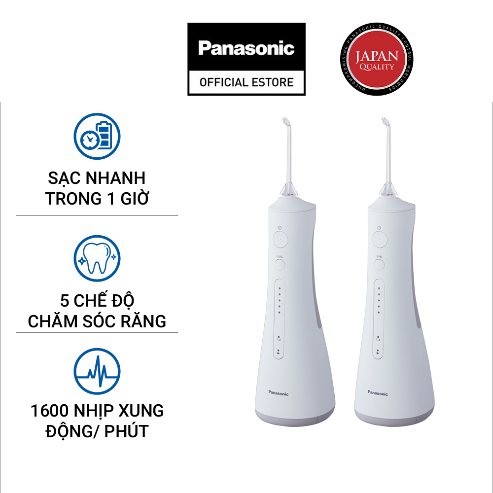 Combo 2 Máy Tăm Nước Cầm Tay Panasonic Công Nghệ Siêu Âm EW1511 - Làm Sạch Răng Nướu - Hàng chính hãng