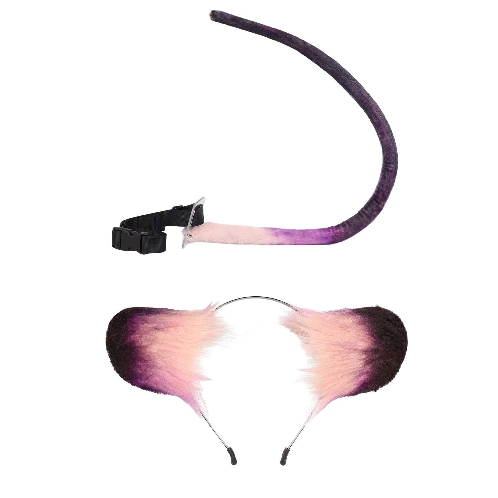Animals Ear Hair Hoop Cats Costume Accessories Set Cosplay Headwear Dress up Ears and Tail Set for Kids Adults Carnival Role Play Halloween
