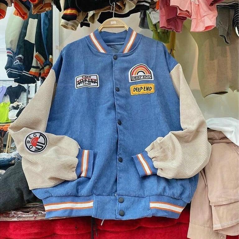 Áo Khoác Bomber Logo Áo Khoác Chất Nhung Dày Dặn Form Rộng Unisex Nam Nữ Mặc Thoải Mái