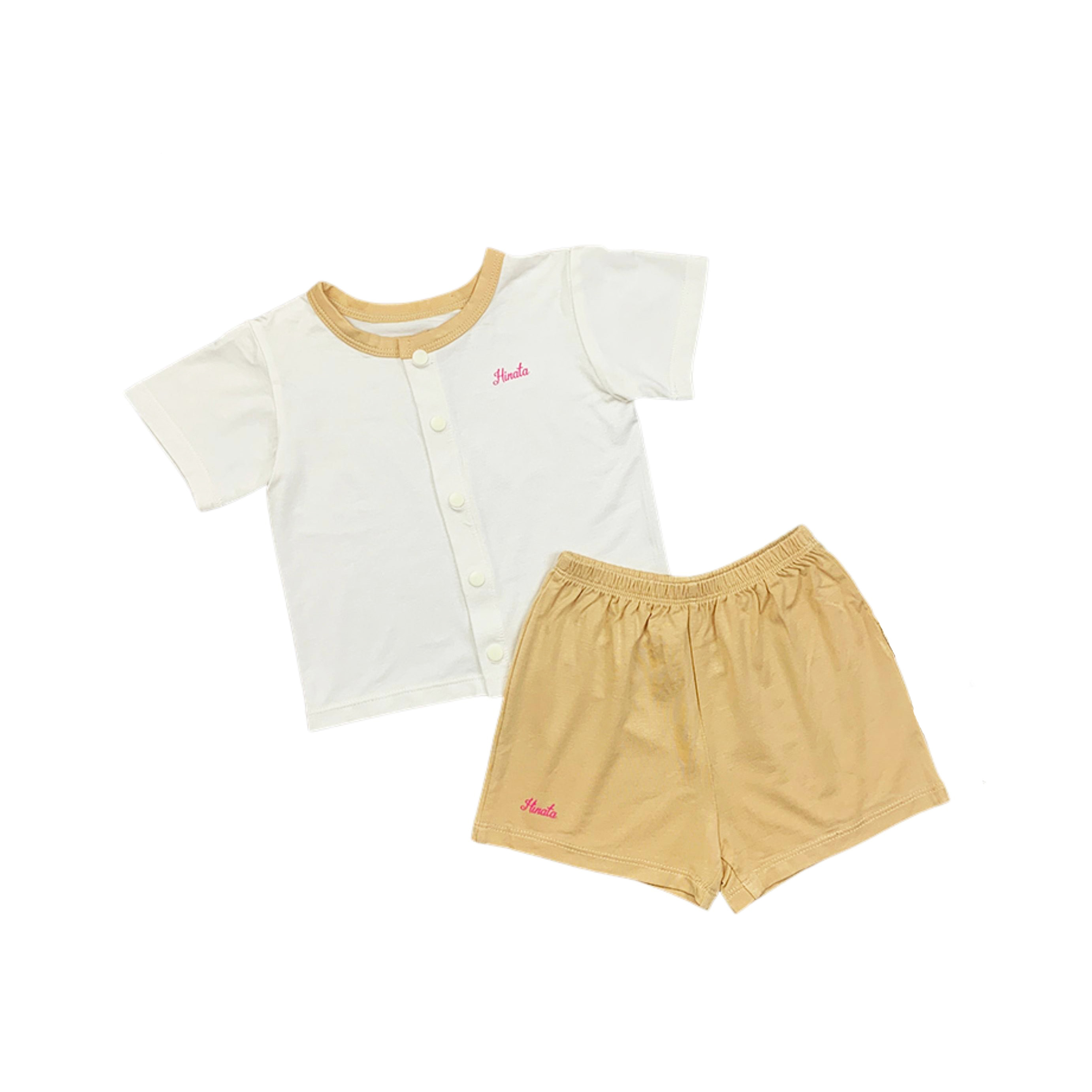 Bộ ngắn cộc tay cài cúc cho bé - 100% Organic Cotton - Set Smooth Short BF11 - Thương hiệu Hinata Nhật Bản