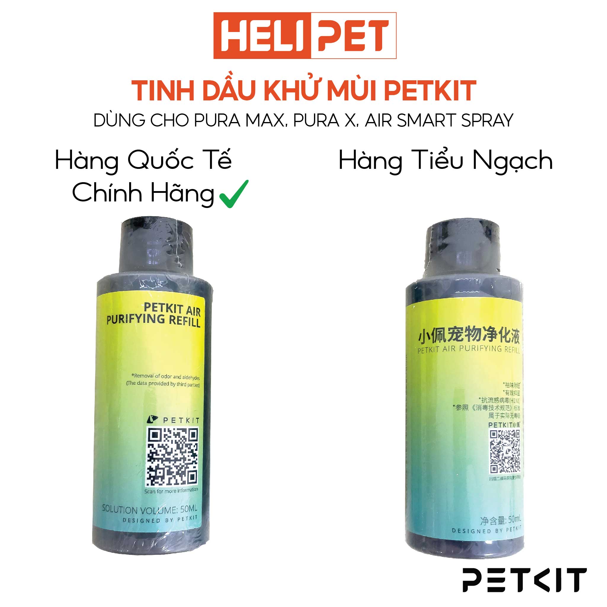 COMBO 2 Chai Dung Dịch Khử Mùi Dùng Cho Máy Vệ Sinh Cho Mèo Petkit Pura Max- HeliPet