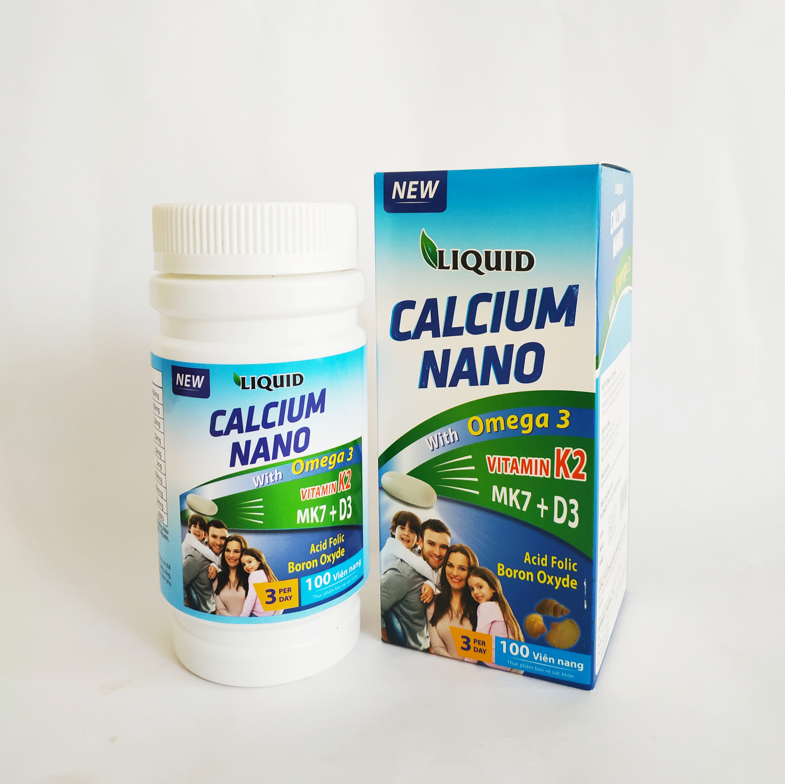 Viên Uống Bổ Sung Canxi Nano, D3, Vitamin K2 , Omega 3 Cho Mọi Đối Tượng – Liquid Calcium Nano With Omega3 – Lọ 100 Viên