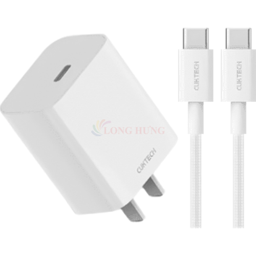 Combo cốc sạc Cuktech GaN 1C 30W + Cáp USB Type-C to Type-C A18C - Hàng chính hãng