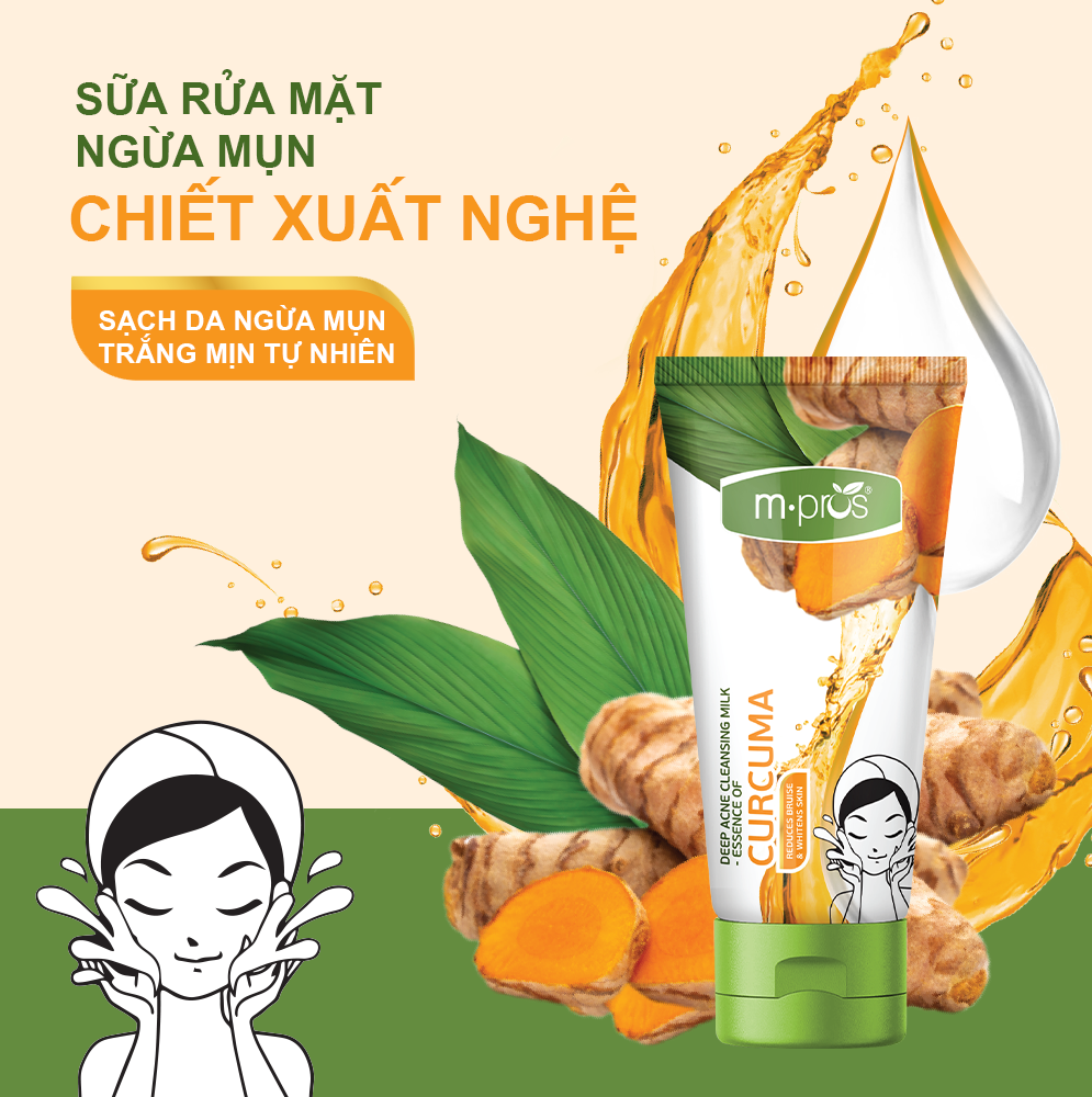 Combo 3 Sữa Rửa Mặt Ngăn Ngừa Mụn Chiết Xuất Nghệ M.pros