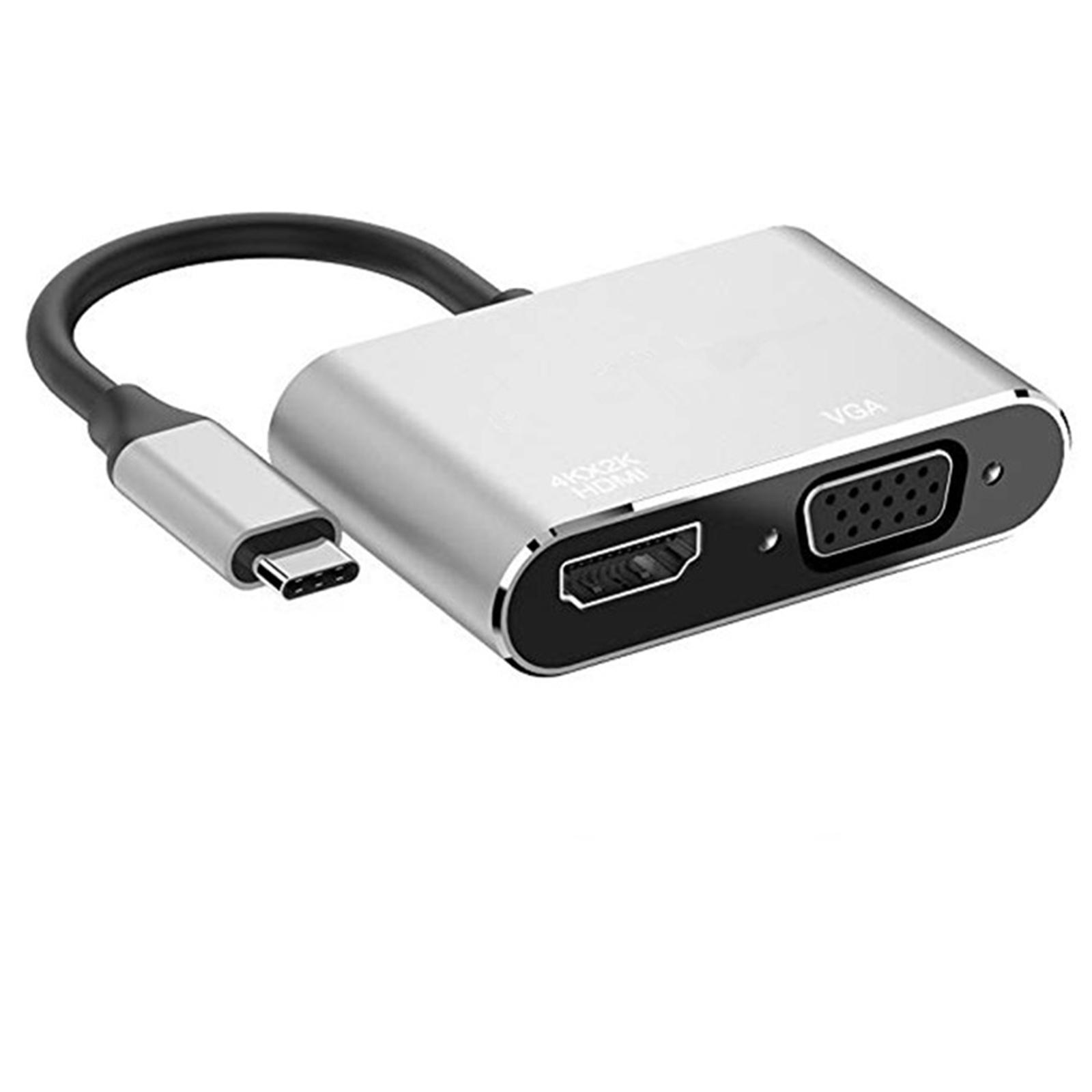 USB C to HDMI &amp; VGA Adapter, Plug and Play Type C to HDMI 4K VGA 1080P Converter for Phone PC