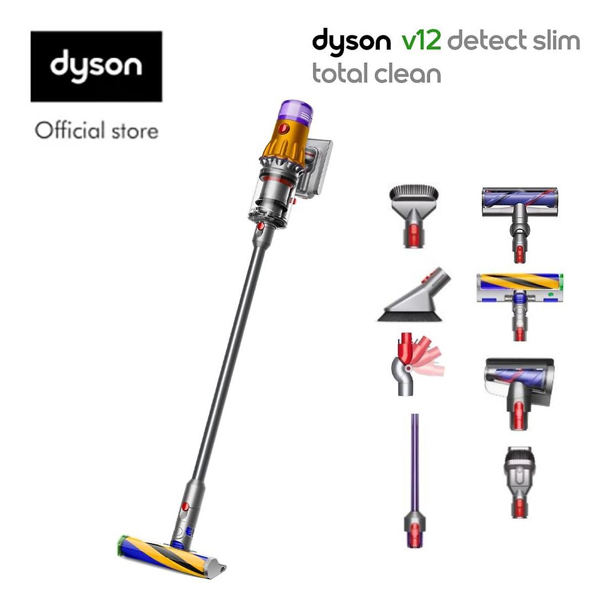 Máy Hút Bụi Dyson V12 Detect Slim Total Clean, Máy Hút Bụi Cầm Tay Không Dây, Nhiều Đầu Hút, Công Suất Lớn, Nhập Khẩu