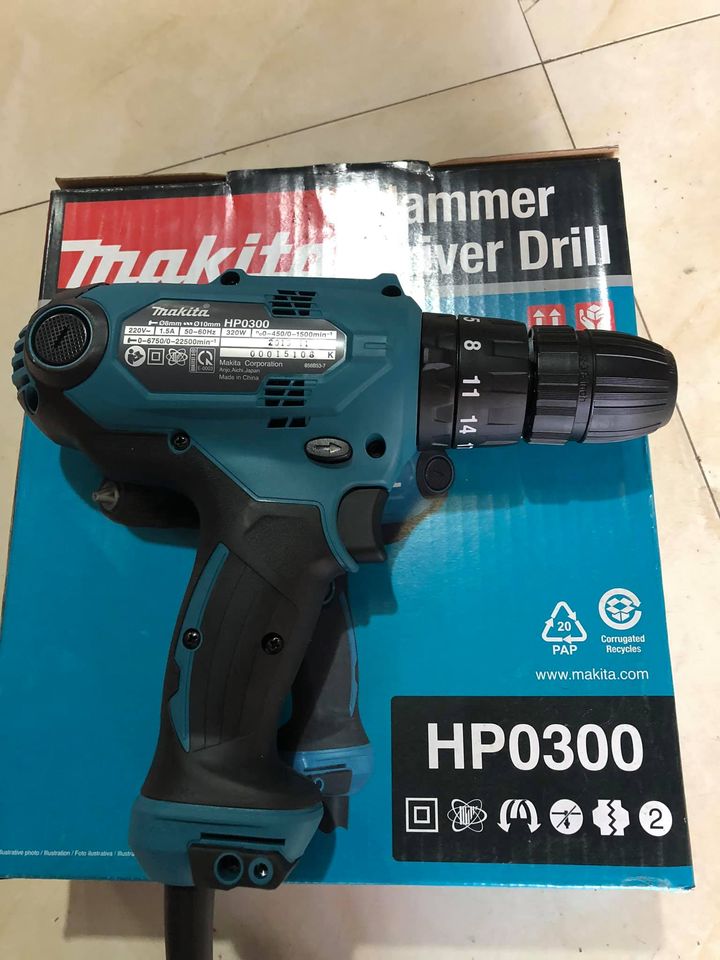 Máy khoan búa và vặn vít(10mm) Makita HP0300