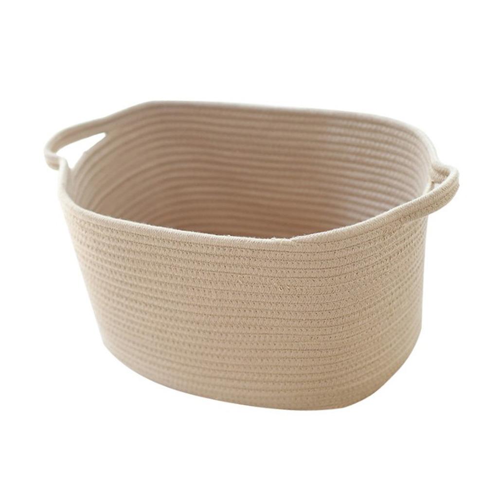 Nordic Cotton Woven Storage Basket for Laundry Sundries Toy Organizer Beige