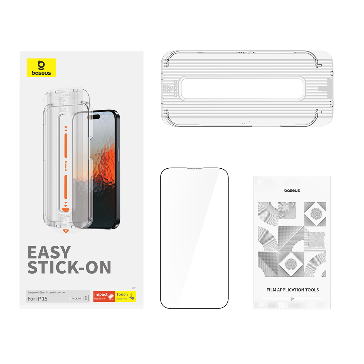Cường Lực Tích Hợp Chống Bụi Cho iP15 OS-Baseus Sapphire Series HD Tempered-Glass Screen Protector for iP 15