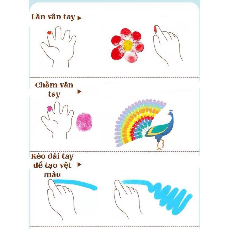 ️ĐỒ CHƠI HOT️ COMBO MÀU VẼ VÂN TAY FINGER PAINT BỘ 24 MÀU AN TOÀN DIY FINGER KÈM 32 TRANH MẪU CHO BÉ THỎA SỨC SÁNG TẠO