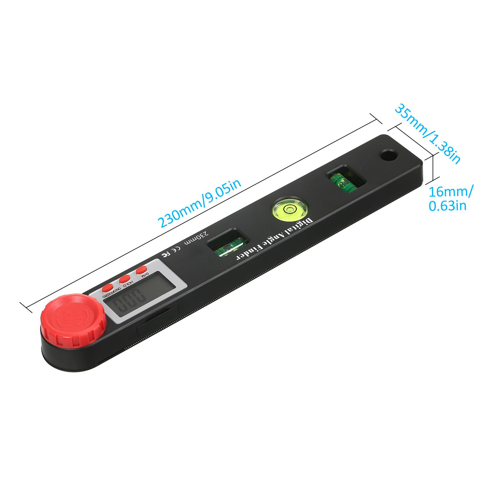 Digital Protractor Ruler Angle Finder, Protractor Ruler Level Tool, Multifunction Level Ruler 7 Inch, 3 Bubble Level Guage, Horizontal, Vertical Level Measuring with LCD Display
