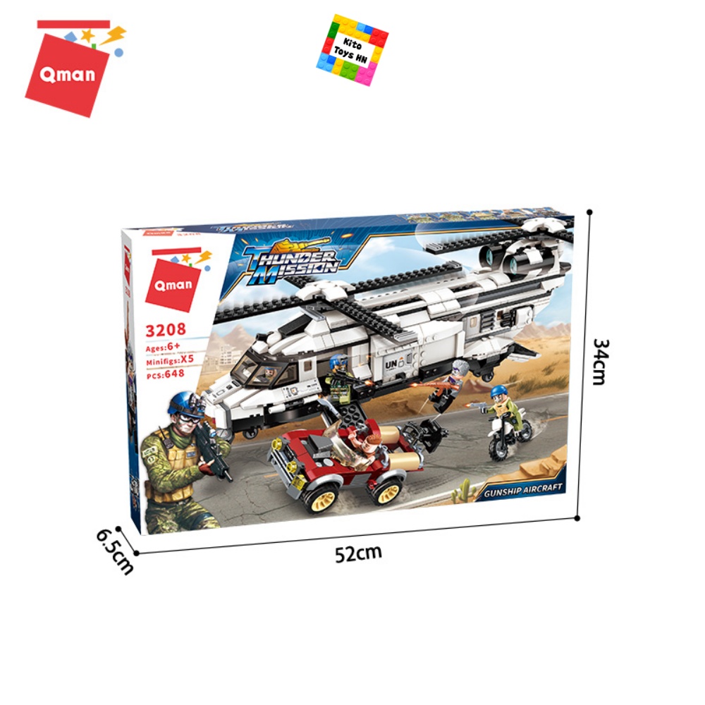 Đồ Chơi Lắp Ráp Lego Quân Sự Qman 3208 Máy Bay Phi Cơ 648 Chi Tiết 5 Minifigures Cho Trẻ Từ 6 Tuổi