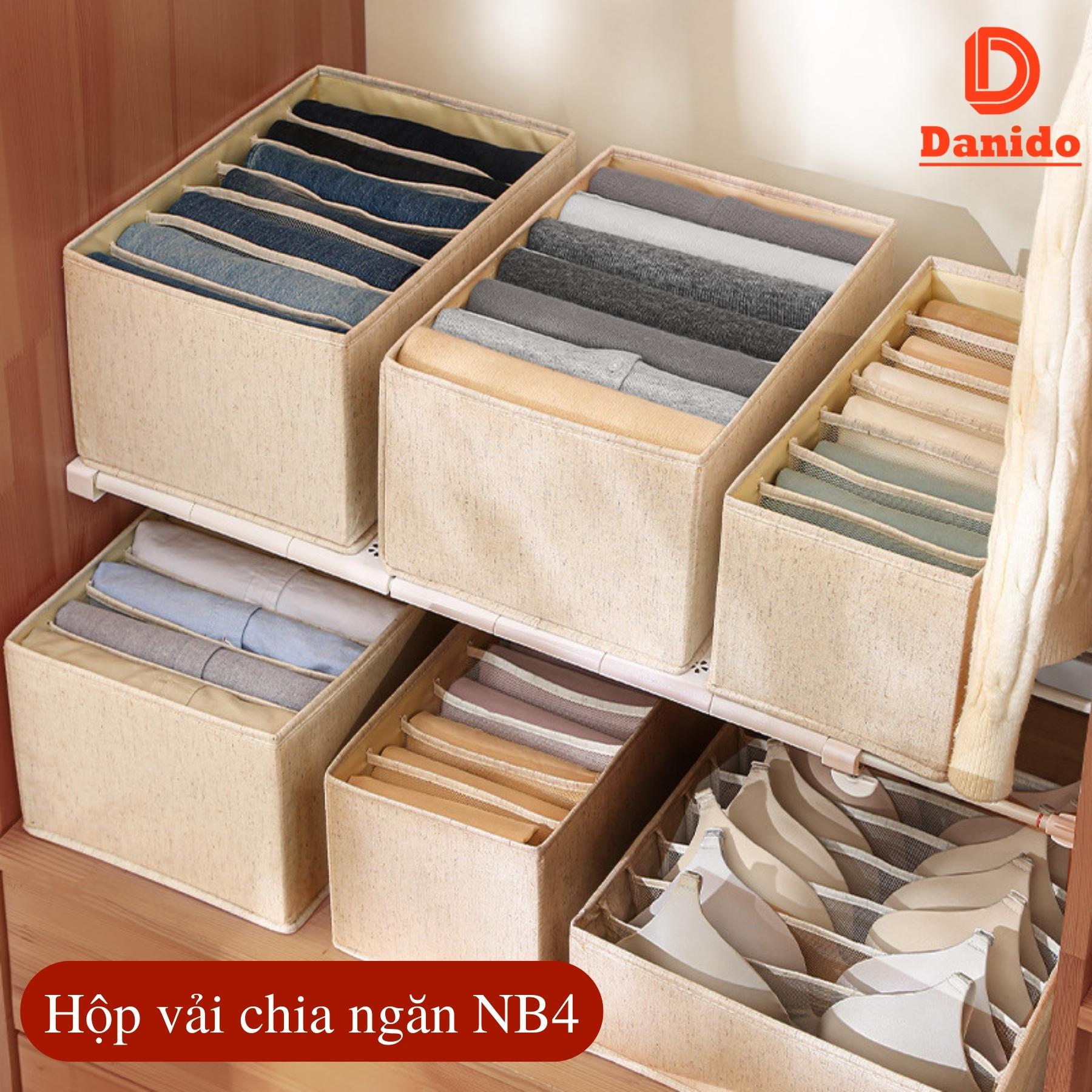 Hộp vải đựng đồ chia ngăn NB4 - Hộp đựng quần áo chia ngăn gấp gọn chính hãng D Danido