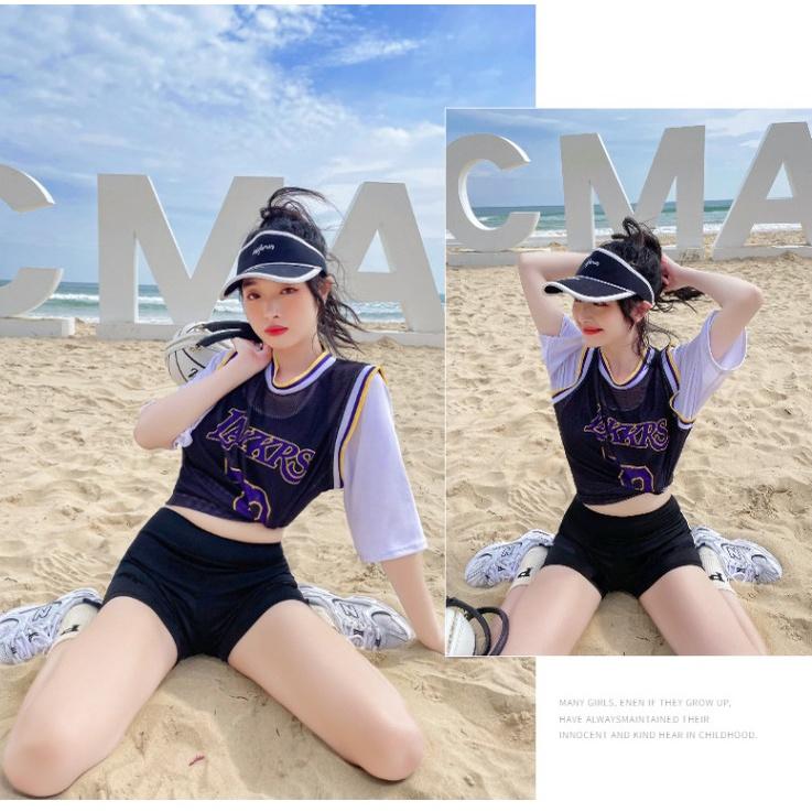 Bộ đồ bơi nữ bikini áo lưới thể thao set 3 mảnh
