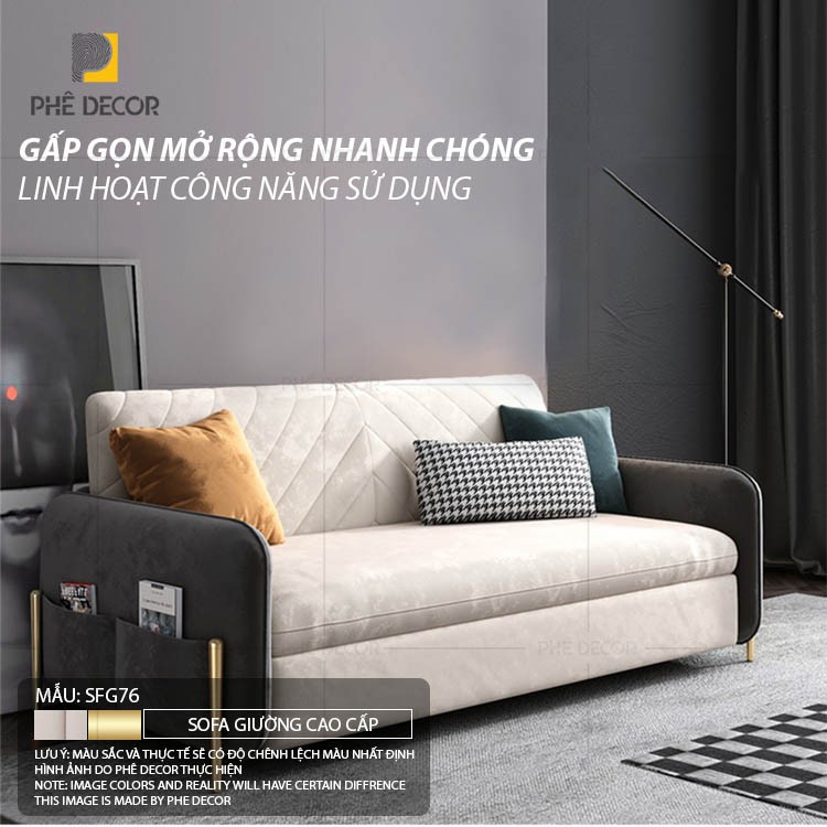 SOFA GIƯỜNG CAO CẤP EMILIA - SFG76 - Đệm mút 170x80x80