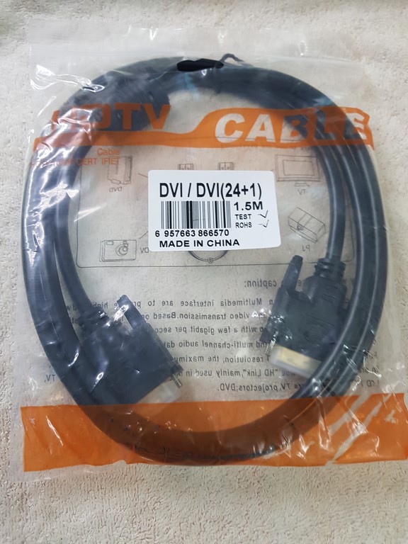 Cáp 2 đầu DVI dài 1 MÉT RƯỠI - Cáp DVI to DVI - Hàng chính hãng