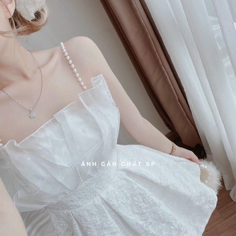 ĐẦM XẾP LY CÚP NGỰC PHỐI VOAN KIẾNG KẾT HỢP VAI CƯỜM