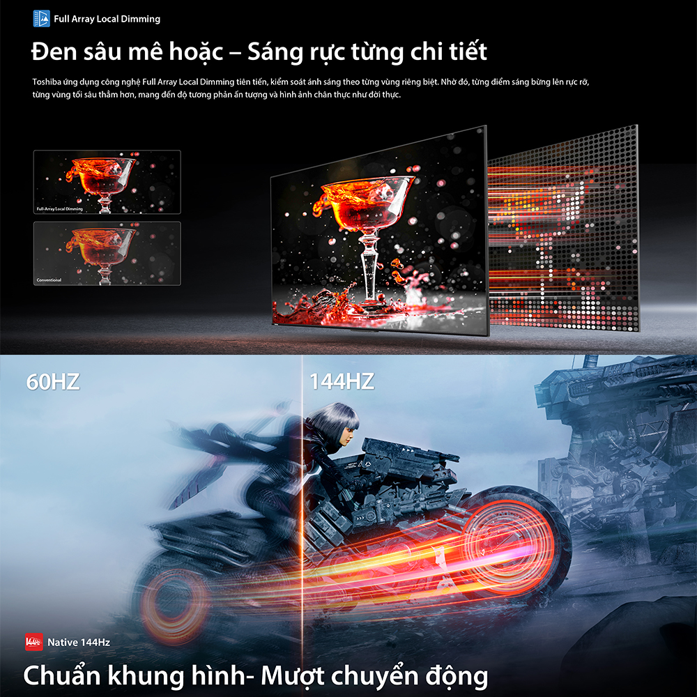 [SP Mới 2025] Smart Tivi Toshiba 55 inch AI 4K Mini LED 55Z670RP, Giao Hàng Toàn Quốc, Hàng Chính Hãng