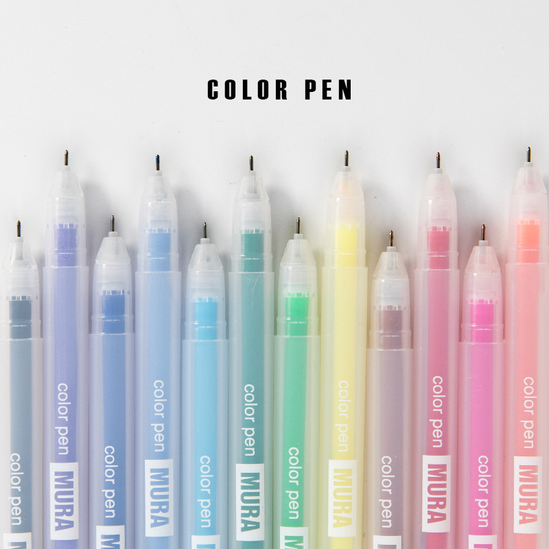 Set 12 Bút gel ngòi 0.5mm nhiều màu mura tùy chọn cho học sinh sinh viên -A43