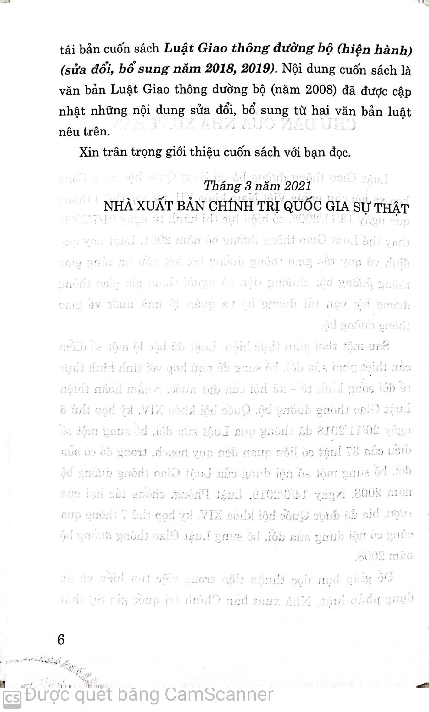 Luật giao thông đường bộ (hiện hành) (sửa đổi, bổ sung năm 2018, 2019)