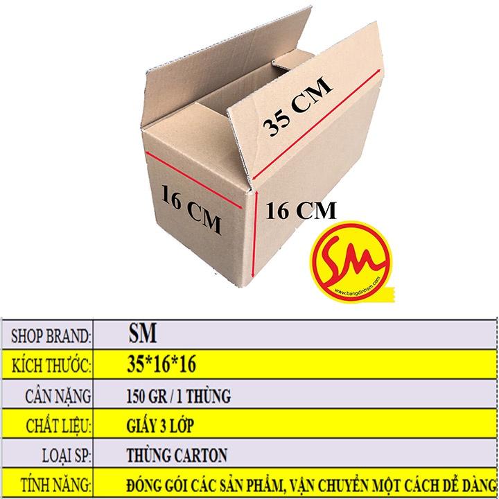 THÙNG CARTON 3 lớp 35x16x16 chuyên dùng ĐÓNG GÓI CÁC SẢN PHẨM, VẬN CHUYỂN MỘT CÁCH DỄ DÀNG