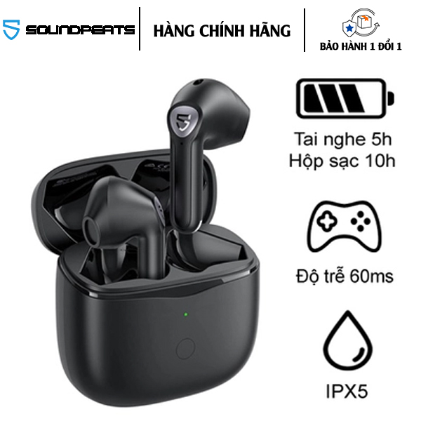 Tai Nghe Bluetooth Earbuds SoundPeats Air3 hộp sạc cung cấp 2 lần sạc đầy cho tai nghe - Hàng Chính Hãng