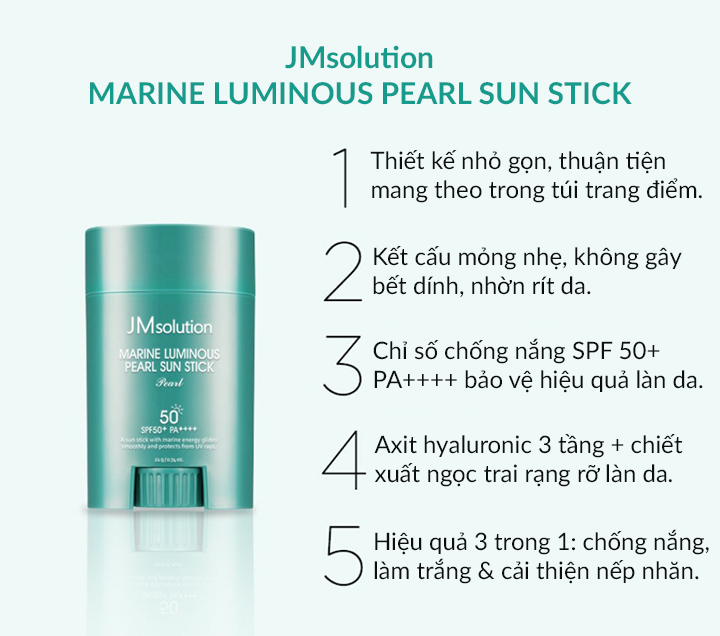 Chống Nắng Dạng Thỏi JM Solution Marine Luminous Pearl Light Sun Stick SPF 50+ PA++++