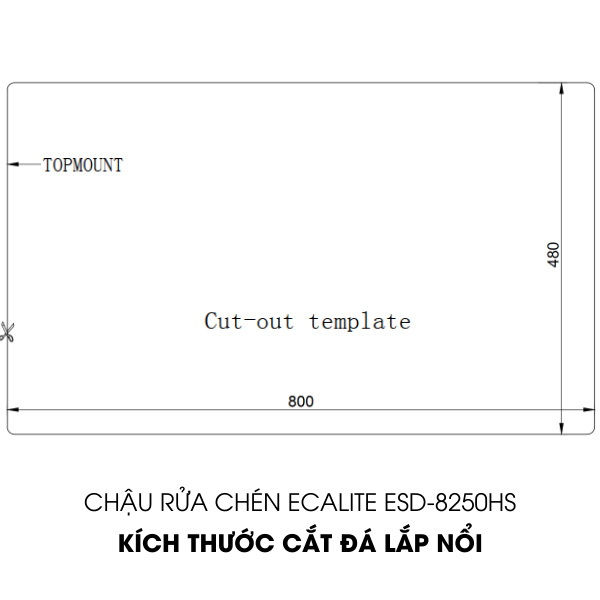 Chậu Rửa Chén Ecalite ESD-8250HS - 1 Ngăn Cực Rộng - Inox 304 Siêu Bền - Có Giắt Cắm Dao - Hàng Chính Hãng